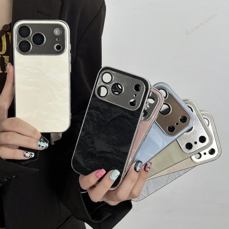 Camera Lens Protector - Luxury Plating Learther Phone Case For