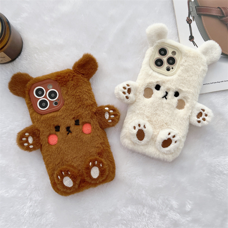 Korean 3D Cartoon Bear Fluffy  - Apple Iphone 15 ulasan dan harga